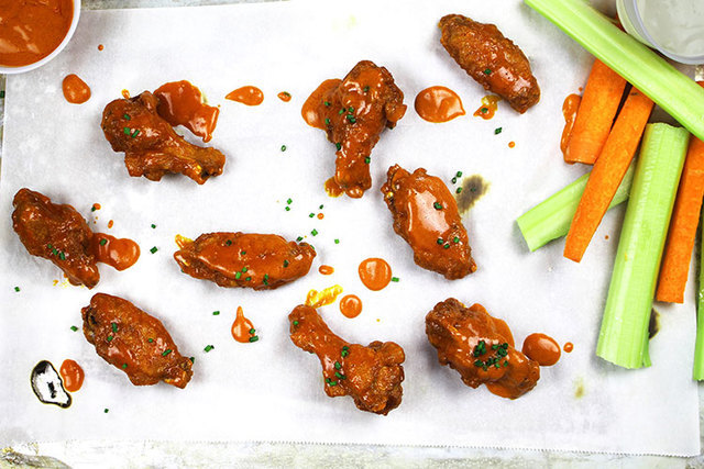 Buttery Buffalo Chicken Wings with Blue Cheese Dip