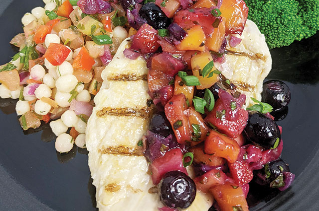 Grilled Chicken Breast with Warmed Fruit Salsa